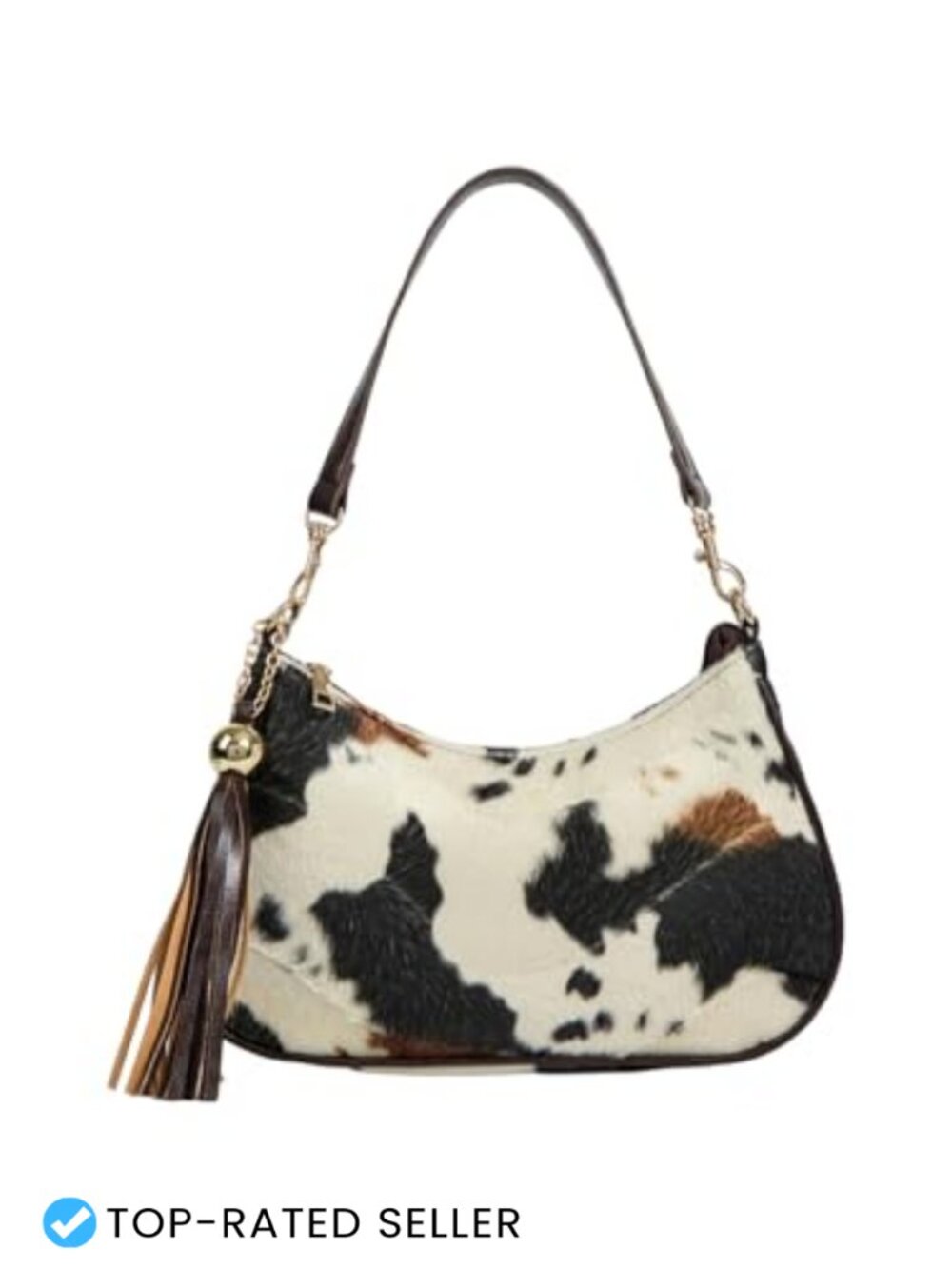 Faux Fur Cow Print Shoulder Bag Retro Y2K Vintage Handbag